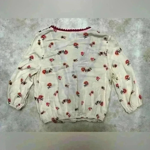 Blue Rain Peasant Boho Floral Blouse Top - Picture 2 of 4